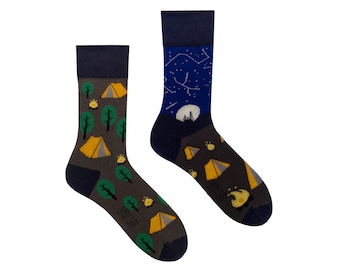 Camping socks | scouting colorful socks | cool socks | mismatched socks | crazy socks | patterned socks | funny, funky socks | scout socks