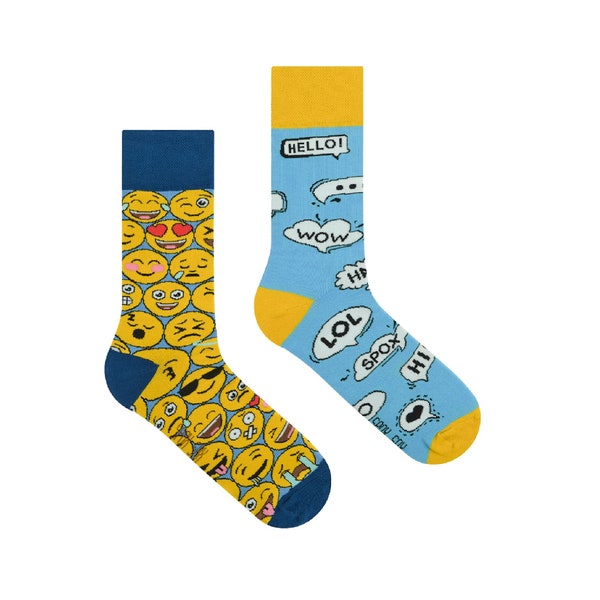 Emoji Socken | Emoticons Socken | Social Media Socken | Internet-Socken | Bunte Socken | Cool Socken | Lustige Socken | Mehrfarbige Socken