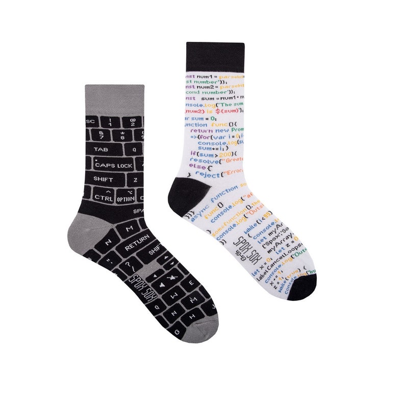 a pair of long socks print keyboard image, multicolor program code image is the most unique gift for your husband
