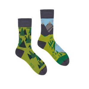 Over the hills socks men socks colorful socks cool socks mismatched socks crazy socks patterned socks hills and forrest image 1