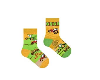 Tractoren kindersokken | niet-passende sokken voor kinderen | grappige sokken voor kinderen
