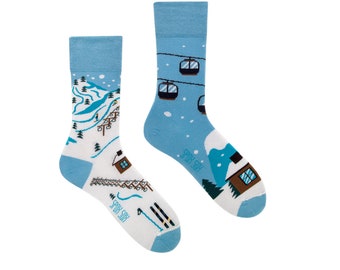 Skiing socks | Alpine skiing | cool socks | mismatched socks | crazy socks | patterned socks | funny, funky socks | winter socks