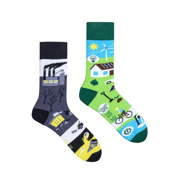 Ecología calcetines | ecológico | calcetines no coincidentes | calcetines locos | calcetines divertidos | naturaleza