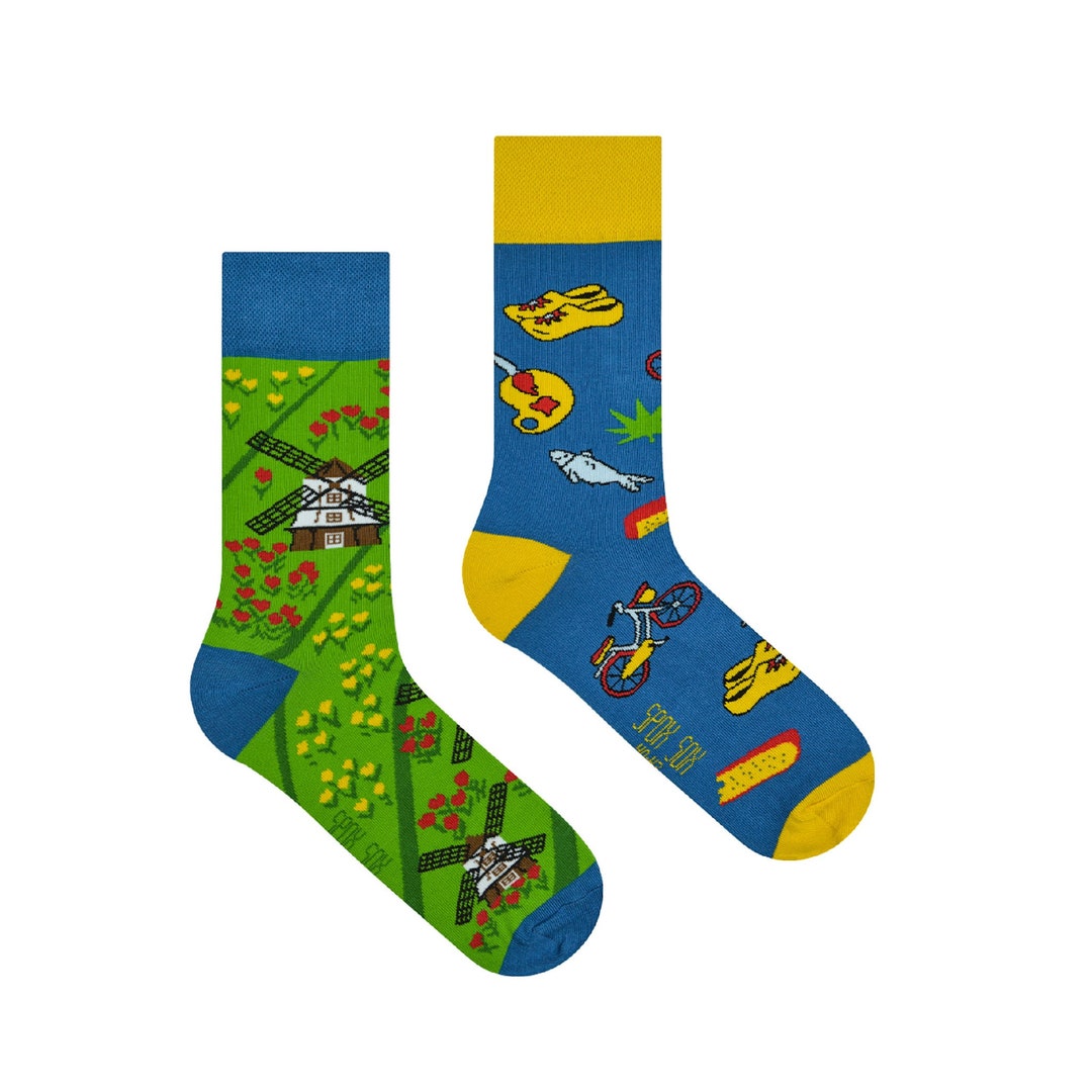 Netherlands Socks Dutch Socks Holland Symbols Windmills Tulips Socks