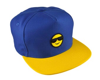 Emoji colourful cap for adults. Emoji snapback cap. Smiling emoticon cap