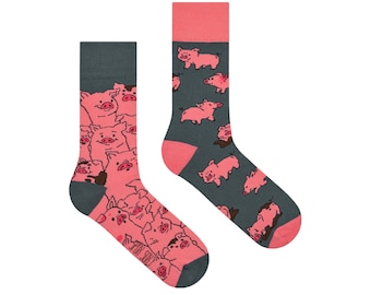 Cerdos calcetines | granja calcetines | rancho | calcetines no coincidentes | calcetines locos | calcetines divertidos | animales | pueblo