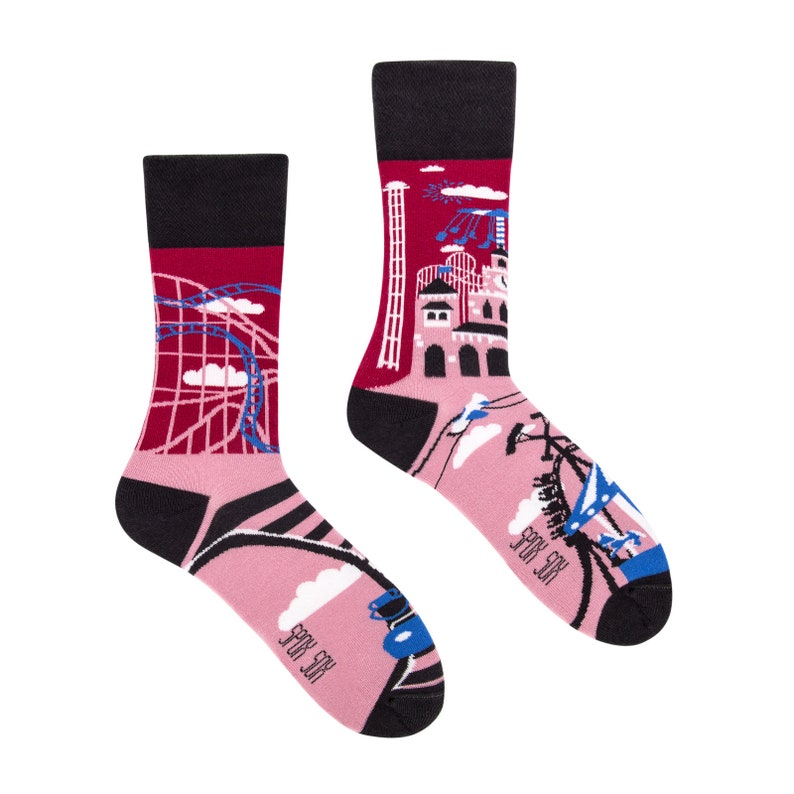Fun Park Socks Amusement Park Socks Theme Park Cool Etsy