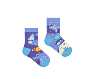 Little astronaut kids socks | mismatched socks for kids | funny socks for children