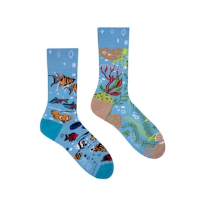 Aquarium socks | Fish socks | colorful socks | cool socks | funky socks | crazy socks | patterned socks | man socks | woman socks