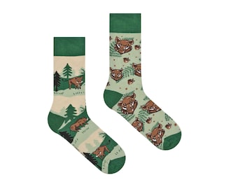 Boar socks | colorful socks | boars | wild nature socks | mismatched socks | crazy socks | patterned socks | funny, funky socks | forest