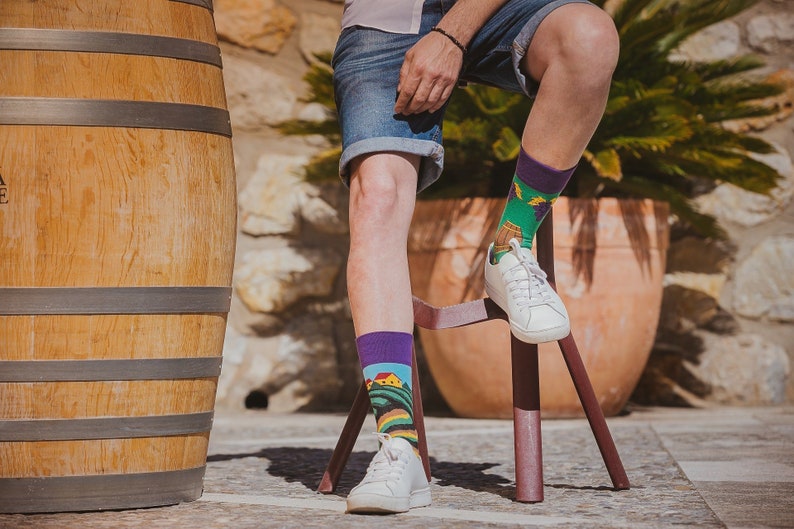 Vineyard Wine socks Sommelier socks mismatched socks crazy socks patterned socks funny socks image 4