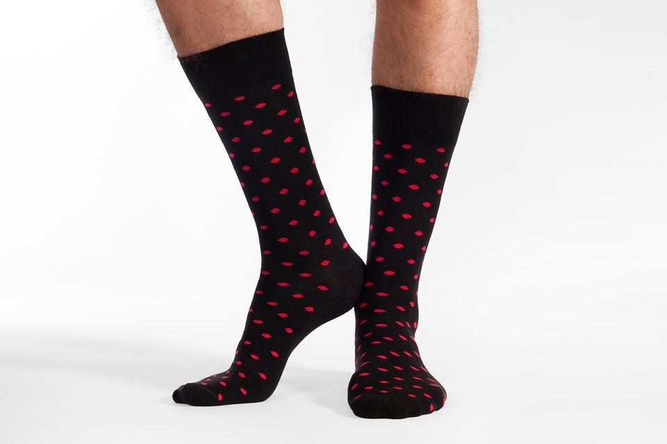 Red Polka Dots socks dress socks men socks cool socks | Etsy