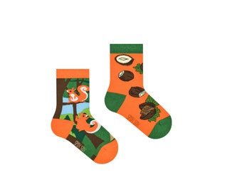 Squirrels kids socks | Nuts socks | Squirrel socks | Autumn socks | mismatched socks for kids | funny socks for children | fall socks