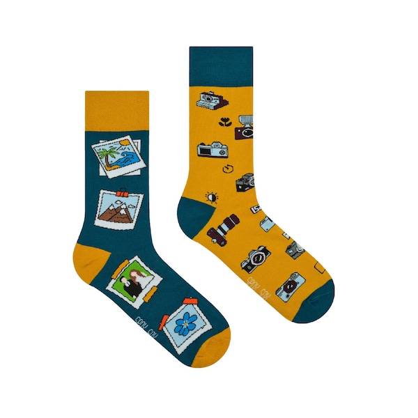 Photography socks | photgrapher socks | photo socks | photos socks | camera socks | funny socks | mismatched socks | odd socks | hobby socks