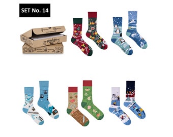 Winter gift box | Xmas gift box | Funny socks gift box | Set of colorful socks in the box | odd socks | mismatched socks