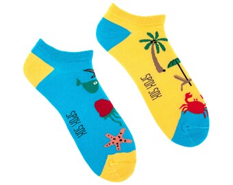 Chaussettes basses de mer et de plage | chaussettes dépareillées | chaussettes colorées | chaussettes cool | chaussettes de baskets | chaussettes hommes et femmes | chaussettes folles | chaussettes d’été