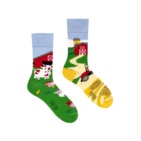 Farm socks | countryside | grange | cool socks | mismatched socks | crazy socks | funny, funky socks | animals | village | pets