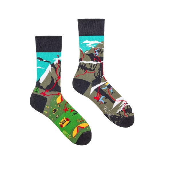 Chaussettes de randonnée | Chaussettes d'escalade | Chaussettes de voyage en montagne | Chaussettes d'alpinisme | chaussettes dépareillées | chaussettes amusantes | chaussettes cool | chaussettes folles