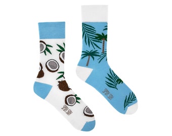 Coco tree socks | men socks | colorful socks | cool socks | mismatched socks | womens socks | crazy socks | patterned socks