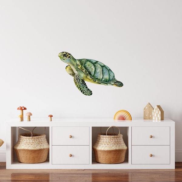 Sea Turtle Wall Decal Ocean Sea Life Removable Fabric Wall Sticker
