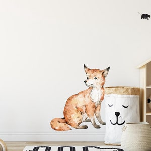Whimsical Fox Wall Decal Woodland Forest Animal Wildlife Removable Peel and Stick Fabric Nursery Decor