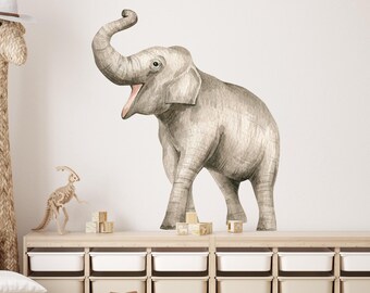 Elephant Wall Decal African Safari Animals Wall Sticker Removable Fabric Peel and Stick Nursery Decor