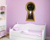 Alice In Wonderland Keyhole Wall Decal White Rabbit Running Late Disney Wall Mural Sticker 3D Window