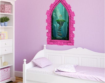 3D Fantasy Flower Garden Window View Wall Art Sticker Livingroom Bedroom Decor