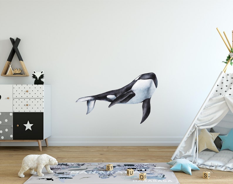 Killer Whale #4 Wall Decal Orca Whale Removable Fabric Wall Sticker - Etsy