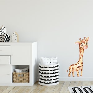 Cute Baby Giraffe #5 Wall Decal African Safari Animal Wall Sticker Removable Fabric  for Childrens Kids Peel & Stick Nursery Room Decor