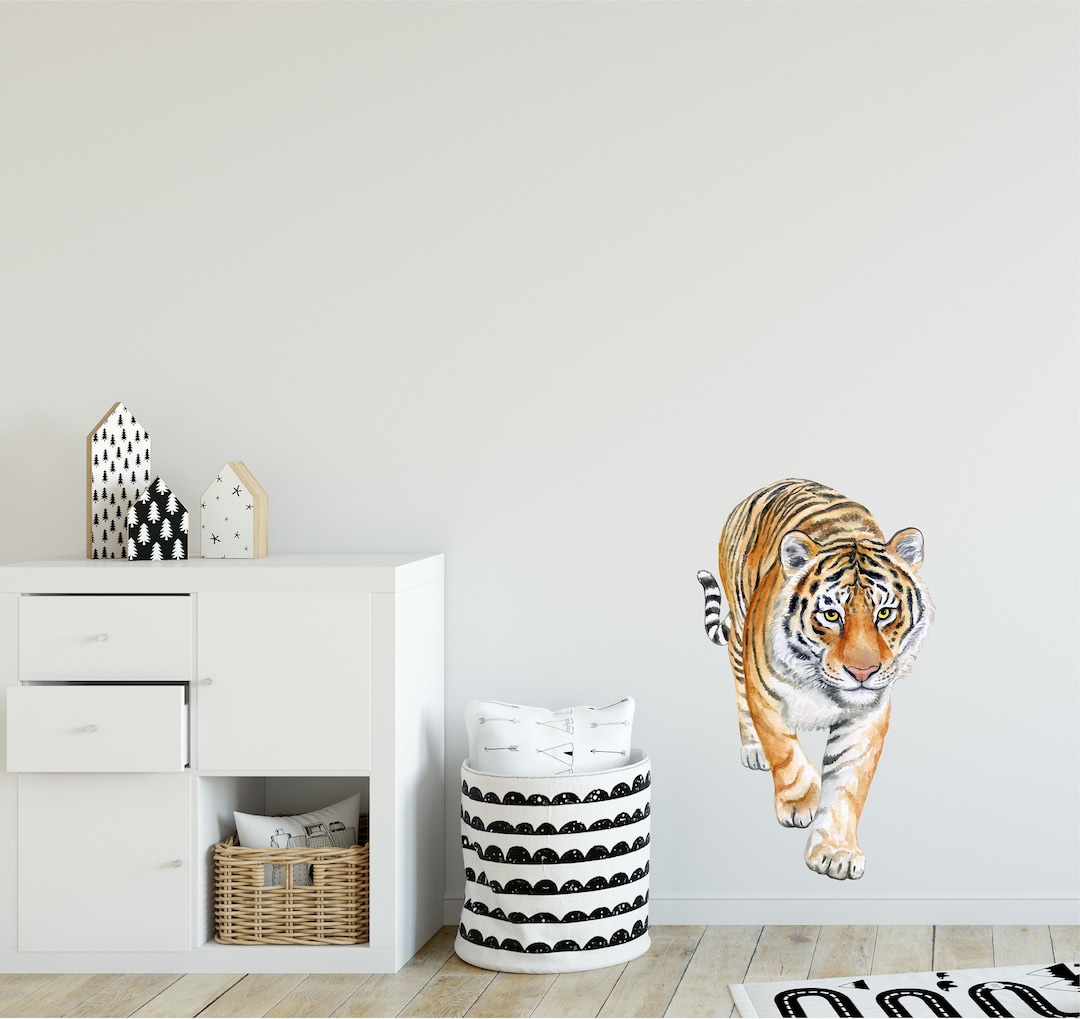 Tiger Wall Decal Safari Animal Wall Sticker Removable Fabric for ...