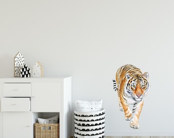Tiger Decor RoyoLam Cool Watercolor Lying White Tiger Wall Decal Nursery Animal Wall Sticker Removable Peel And Stick Wall Art Decor For Kid Baby Classroom Preschool Living Room Playroom Bedroom School Tiger