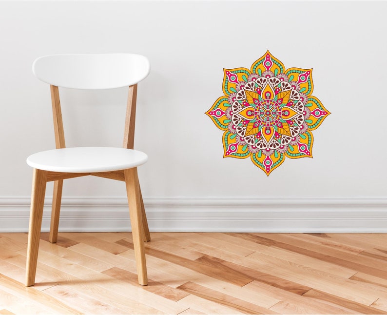 Peel and Stick Removable Vinyl Wall Sticker Yoga Studio Decor Bohemian Tapestry Wall Art Mandala Wall Decal #18 Mandala Tapestry