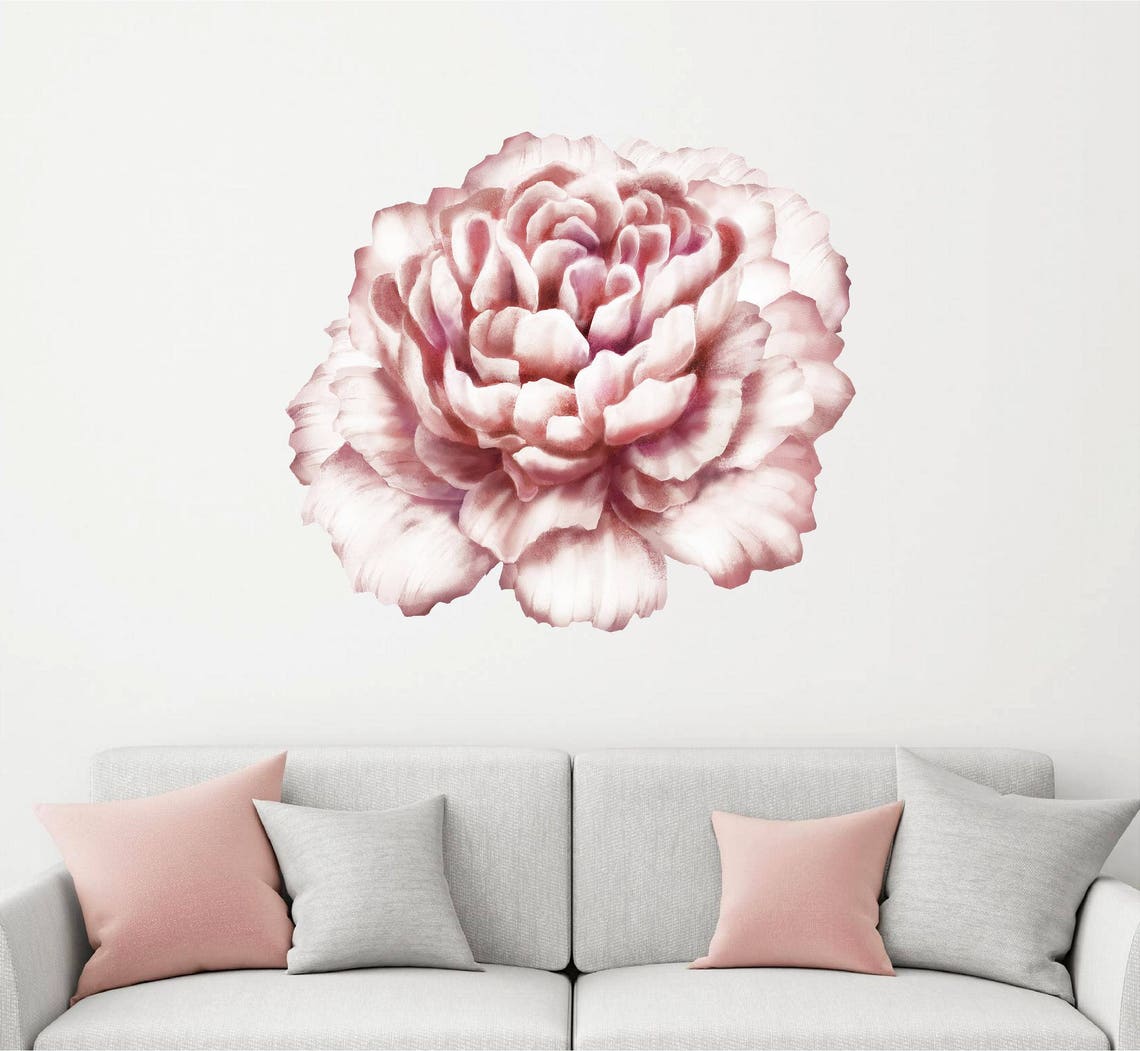 Watercolor Pink Peony 2 Wall Decal Nursery Wall Decal Peony | Etsy