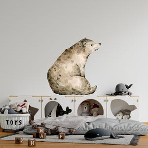 Whimsical Bear Cub Wall Decal Woodland Forest Animal Wildlife Baby Bear Removable Peel and Stick Fabric Nursery Decor