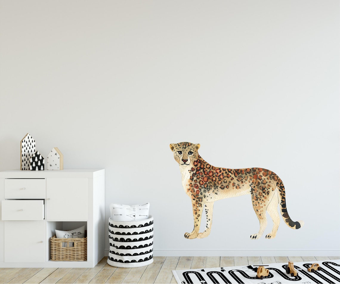 Leopard Wall Decal Safari Animal Cat Wall Sticker Removable Fabric for ...