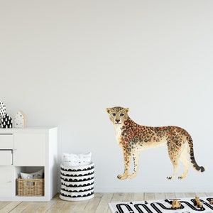 Leopard Wall Decal Safari Animal Cat Wall Sticker Removable Fabric  for Childrens African Safari Kids Peel & Stick Nursery Room Decor