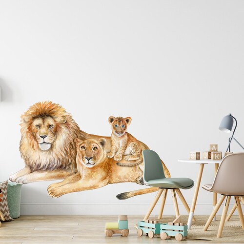 Family of Lions Wall Decal Safari Animal Wall Sticker Etsy