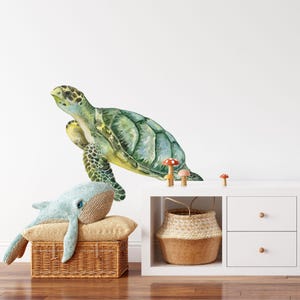 Sea Turtle Wall Decal Ocean Sea Life Removable Fabric Wall Sticker