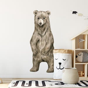 Standing Bear Cub Wall Decal Woodland Forest Animal Wildlife Baby Bear Removable Peel and Stick Fabric Nursery Decor