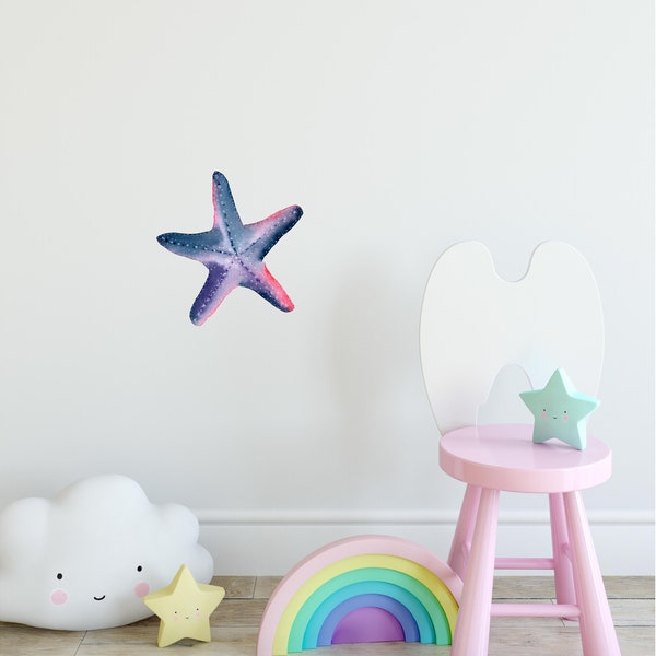 Watercolor Starfish #3 Wall Decal Ocean Sea Life Removable Fabric Wall Sticker | DecalBaby