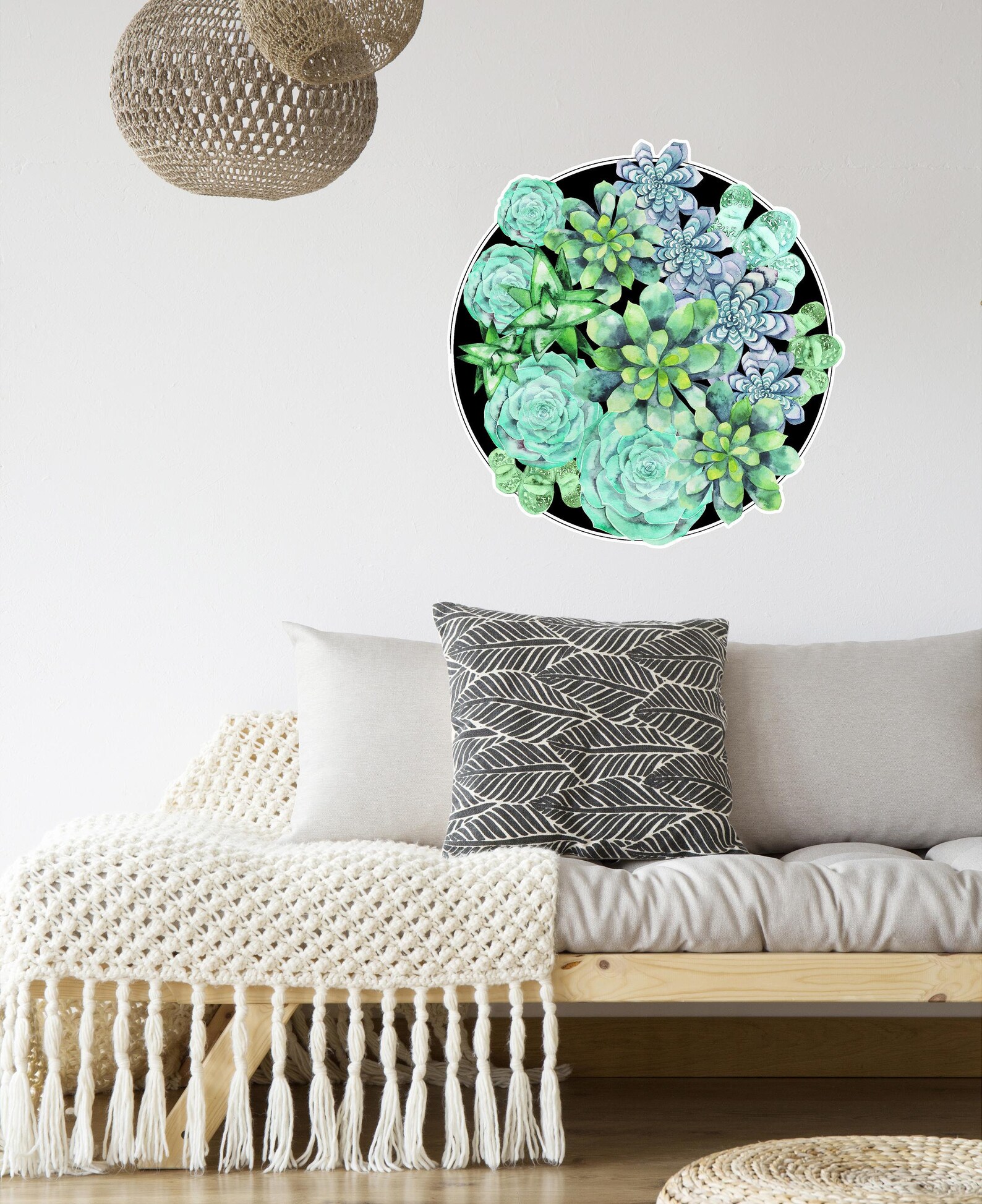 Succulent Wall Decal Sticker Watercolor Succulents Cactus Boho Etsy