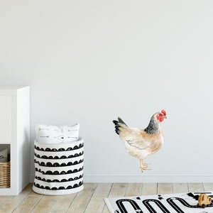 White Hen Wall Decal Watercolor Farm Animal Removable Fabric Wall Sticker