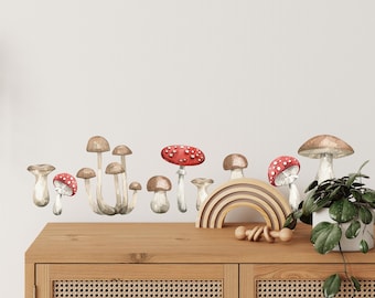 Mushrooms Wall Decal Set | Woodland Nursery Decals | Forest Decals | Kids Room Wall Decal | Removable Fabric
