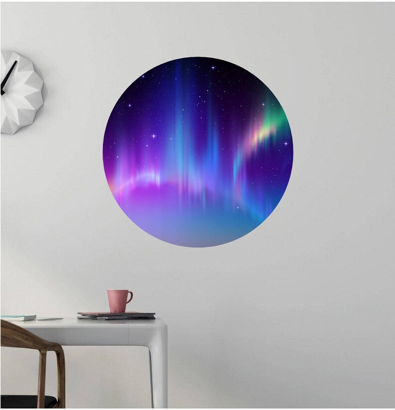 Northern Lights 2 Circle Wall Decal Wall Dot Aurora Borealis Etsy