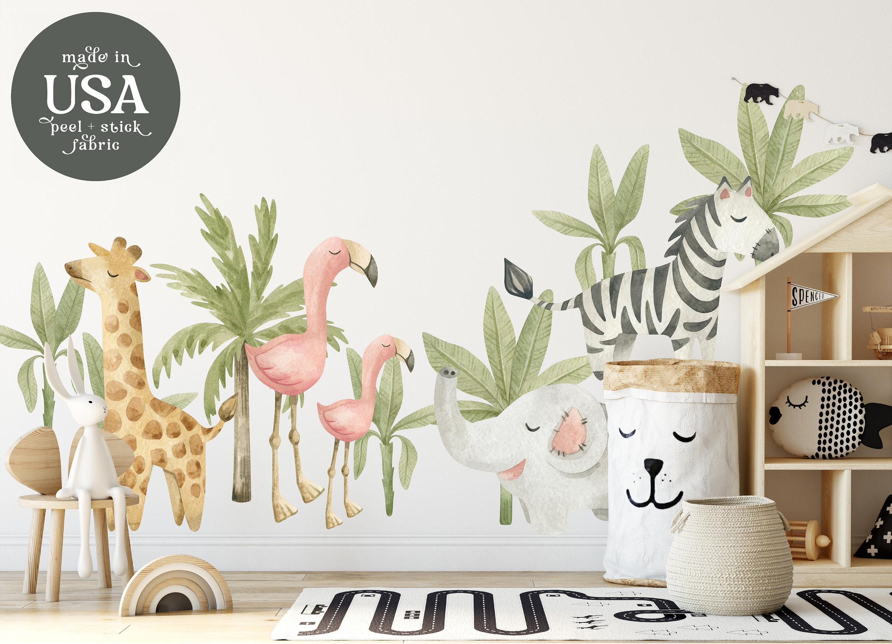 Safari Animals Fabric Wall Decal Set | Safari Jungle Nursery Decor ...