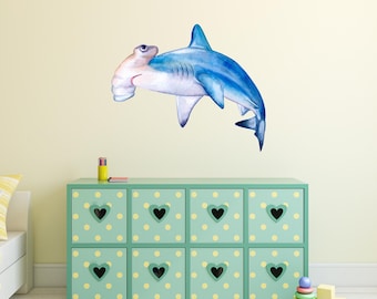Hammerhead Shark Wall Decal Ocean Sea Life Removable Fabric Wall Sticker
