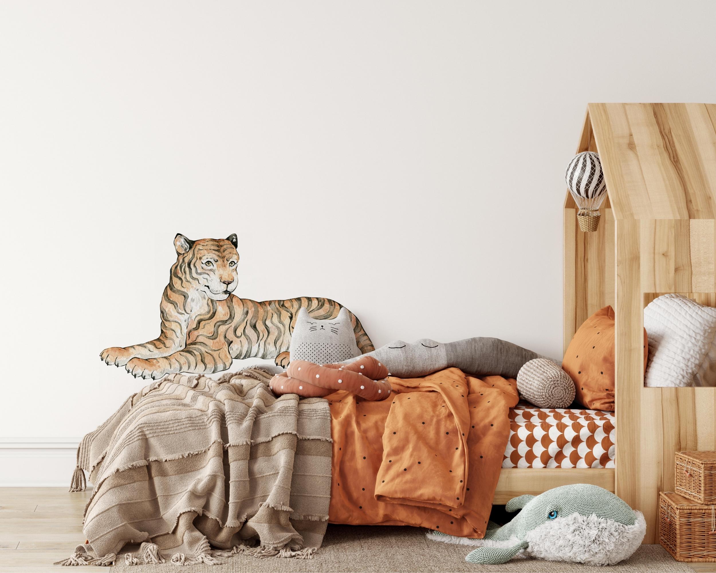 Chinoiserie Watercolor Tiger Wall Decal – Exotic Tiger Peel & Stick ...