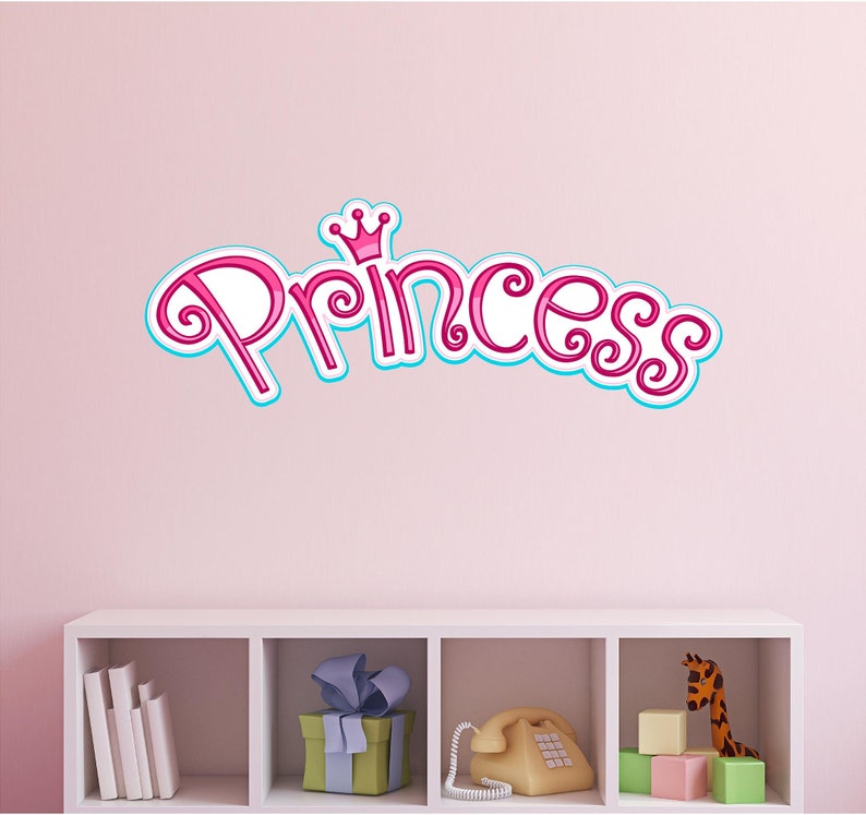 princess logo wall decal sticker girls bedroom nursery decor | etsy