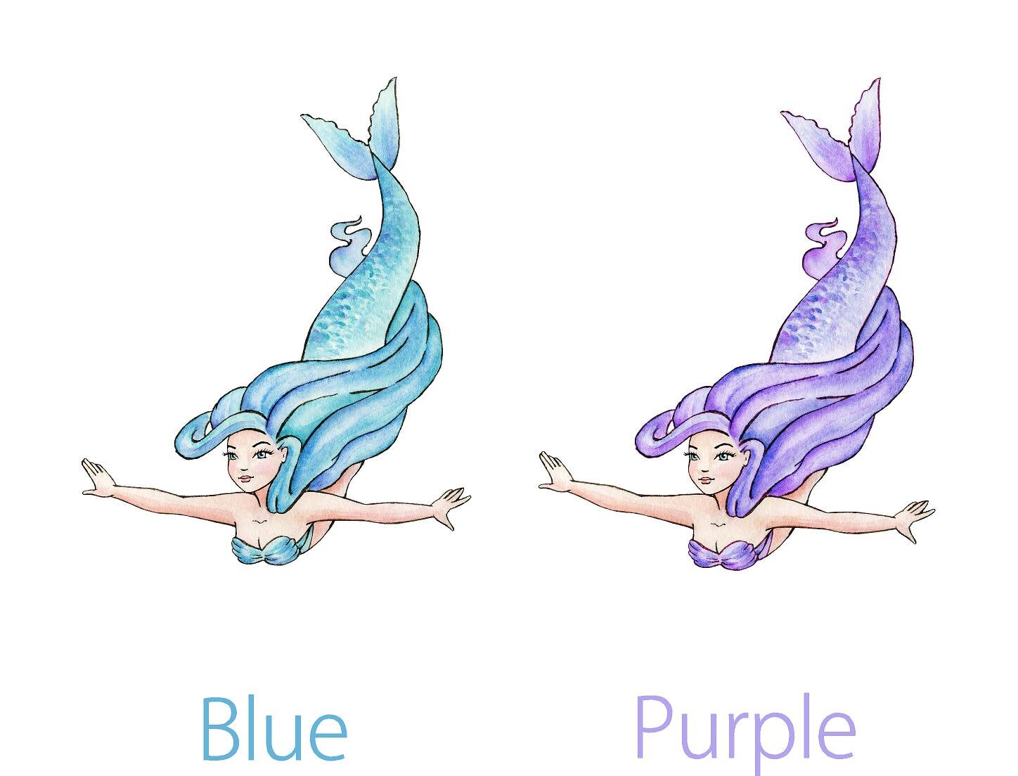 Watercolor Mermaid 2 Wall Decal Removable Fabric Wall Sticker Etsy